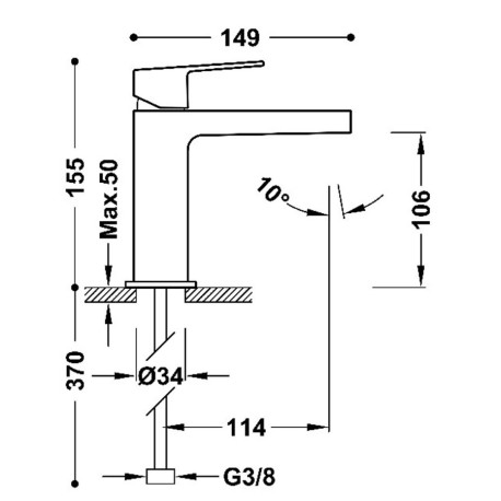 Mitigeur pour lavabo PROJECT TRES Or Rose Mat 24K - TRES 21110301OPM