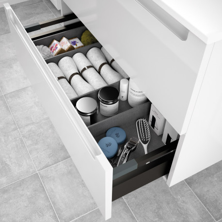 Meuble salle de bain Monterrey 100cm 2 tiroirs Blanc Brillant - SALGAR 26681