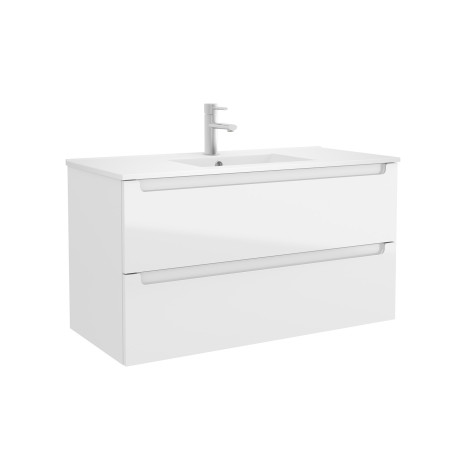 Meuble salle de bain Monterrey 100cm 2 tiroirs Blanc Brillant - SALGAR 26681