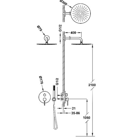 Kit mitigeur encastré à 2 voies STUDY EXCLUSIVE Or Rose Mat 24K - TRES 26228004OPM