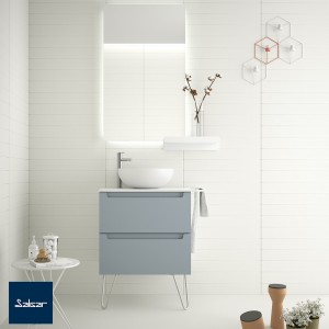 Meuble salle de bain Monterrey 60cm 2 tiroirs Blue Fog - SALGAR 81720