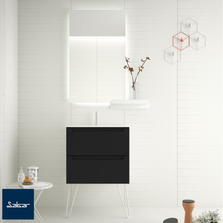 Meuble salle de bain Monterrey 60cm 2 tiroirs Black Velvet - SALGAR 91039