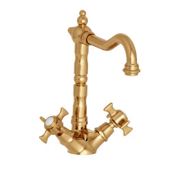 Lavabo Chambord Bec Potence Mobile Dore Pvd + Vidage - CRISTINA ONDYNA CH11156P 