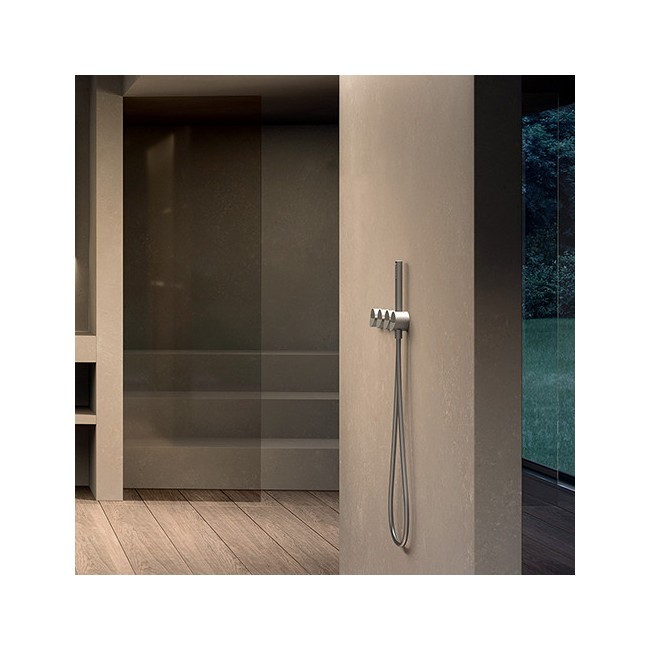 Bain Douche Mural 2 Sorties Chrome Noir Brosse Inox Pvd - CRISTINA ONDYNA PA16228 