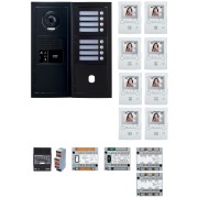 Pack GT vidéo 8 BP programmé avec platine façade noire satin 200460 - AIPHONE GTBV8EB 