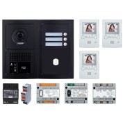 Pack GT vidéo 3 BP programmé avec platine façade noire satin 200455 - AIPHONE GTBV3EB 