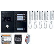 Pack GT audio 5 BP programmé avec platine façade noire satin 200448 - AIPHONE GTBA5EB 