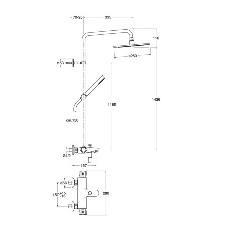  Colonne Bain Douche THETA Thermostatique Blackmat - CRISTINA ONDYNA TE18013 