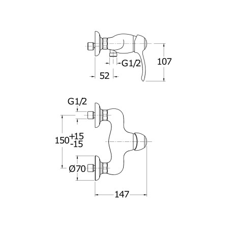Mitigeur douche retro MUSEO Vieux Bronze - CRISTINA ONDYNA MU12092