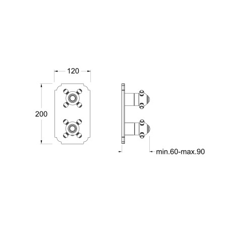 Modifier : Facade Externe PARIGI Laiton Thermostatique 3 Sorties - CRISTINA ONDYNA XP85351