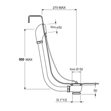 VIDAGE BAIGNOIRE RETRO A CHAINETTE LAITON CHROME - CRISTINA ONDYNA VR45651