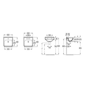 Lavabo Mural 3 Trous Carmen blanc - ROCA A3270A1003