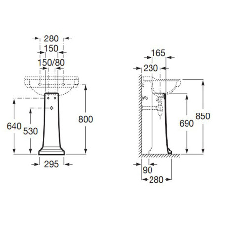 Colonne Pour Lavabo Noir CARMEN - ROCA A3370A0560