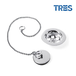 Bonde à bouchon pour lavabo, bidet et évier avec chaînette chrome - TRES 03474601