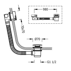 Bonde de vidage carrée clic-clac avec système de remplissage  Noir mat - TRES 03453440NM