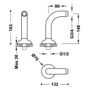 Colonnettes pour robinet de baignoire Acier - TRES 24287101AC