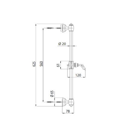 BARRE DE DOUCHE CHARLESTON RETRO METAL BROSSE - CRISTINA ONDYNA CS25077