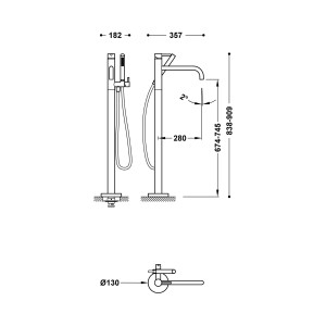 Mitigeur sur pied pour baignoire et douche1 colonne verticale Chrome - TRES 26247005 