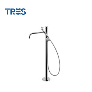 Mitigeur sur pied pour baignoire et douche1 colonne verticale Chrome - TRES 26247005 