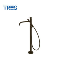 Mitigeur sur pied pour baignoire et douche1 colonne verticale Noir bronze - TRES 26247005KMB 