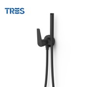 Mitigeur encastré avec douche pour WC eau chaude et eau froide Noir mat - TRES 28112301NM 