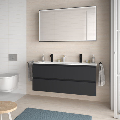 Meuble de salle de bain SPIRIT 1200 2 tiroirs métalliques anthracite mat - SALGAR 103469