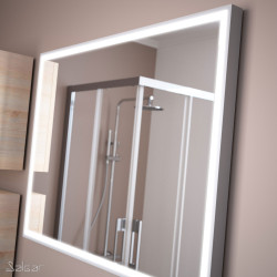 Miroir ROMA 1000 horizontal vertical avec blanc framework. LED (15W) IP 44 - SALGAR 92651 