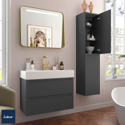 Meuble salle bain MONTERREY 800 2 tiroirs métal.anthracite mat 797x540x450mm - SALGAR 96535 