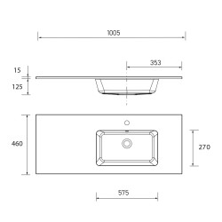 Plan vasque VILNA 1005 coquette à gauche pour meuble de 700 MINERALsolID MAT - SALGAR 97044 