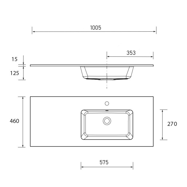 Plan vasque VILNA 1005 coquette à gauche pour meuble de 700 MINERALsolID MAT - SALGAR 97044 