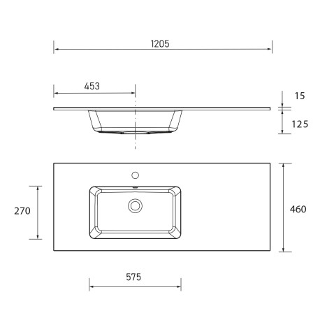 Plan vasque VILNA 1205 coquette à droite pour meuble de 900 MINERALsolID MAT - SALGAR 97048 