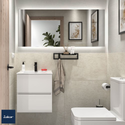 Meuble salle bain FUSSION LINE 500 fond 35 2 tiroirs WHITE COTTON 497x540x350mm - SALGAR 96704 