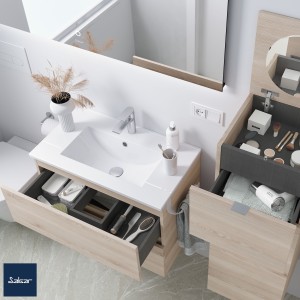 Meuble de salle de bain 2 tiroirs FUSSION LINE 700 chêne naturel - SALGAR 96695