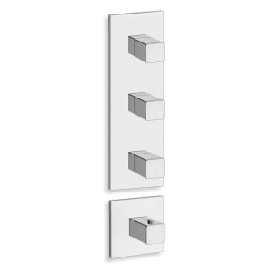 Façade externe thermostatique encastrée 3 sorties chromée - CRISTINA ONDYNA XQ88351