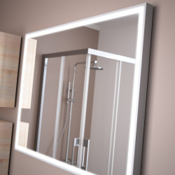 Miroir ROMA 800 horizontal vertical avec blanc framework. LED (15W) IP 44 - SALGAR 92650 
