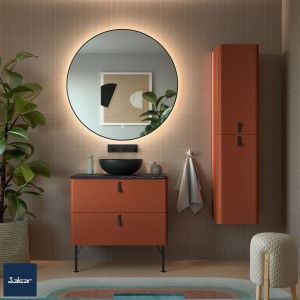 Meuble de salle de bain UNIIQ 800 2 tiroirs TERRACOTA 797x540x450 mm - SALGAR 96633 