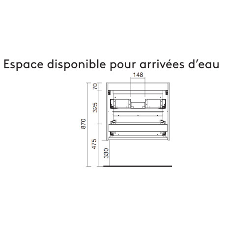 Meuble de salle de bain SPIRIT 600 2 tiroirs White Cotton - SALGAR 96400