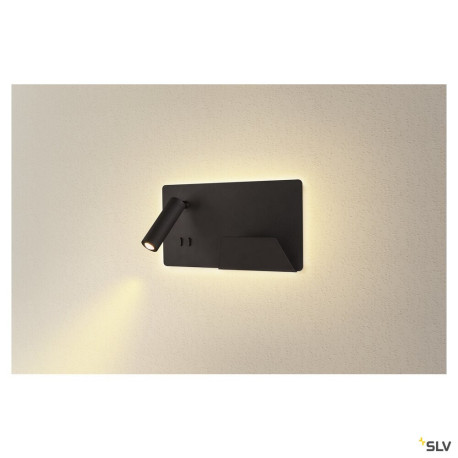 Liseuses SOMNILA SPOT applique int. liseuse droite noir LED 13W 3000K avec port USB - SLV 1003456 