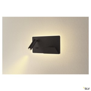 Liseuses SOMNILA SPOT applique int. liseuse droite noir LED 13W 3000K avec port USB - SLV 1003456 