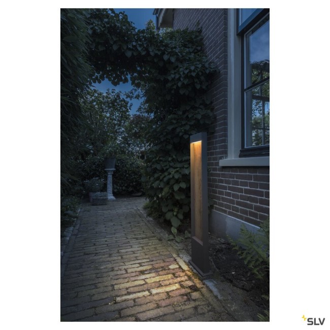 Bornes Extérieures LED FLATT 100 borne extérieure anthracite/imitation bois LED 97W 3000/4000K I - SLV 1002959 