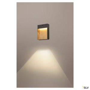 Appliques extérieures LED avec détecteur FLATT SENSOR applique extérieure anthracite/imitation bois LED 16W 3000/400 - SLV 10029