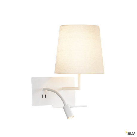 Liseuses SOMNILA FLEX applique int. liseuse droite blanc LED 3W 3000K avec port USB - SLV 1003460 