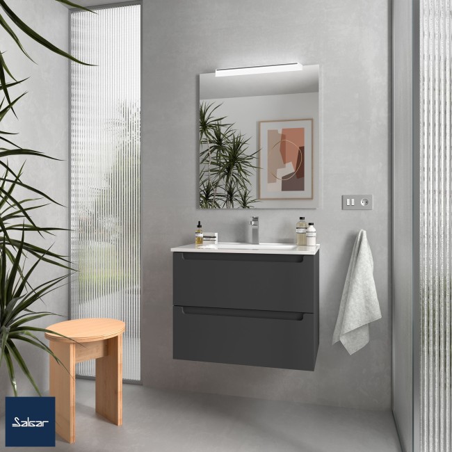 Meuble salle bain MONTERREY 700 2 tiroirs ANTHRACITE  MAT - SALGAR 96477