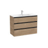 The Gap Unik 3 Tiroirs Lavabo Centré Slim 1000 Mm Noyer/Poignées Noires - ROCA A851853517