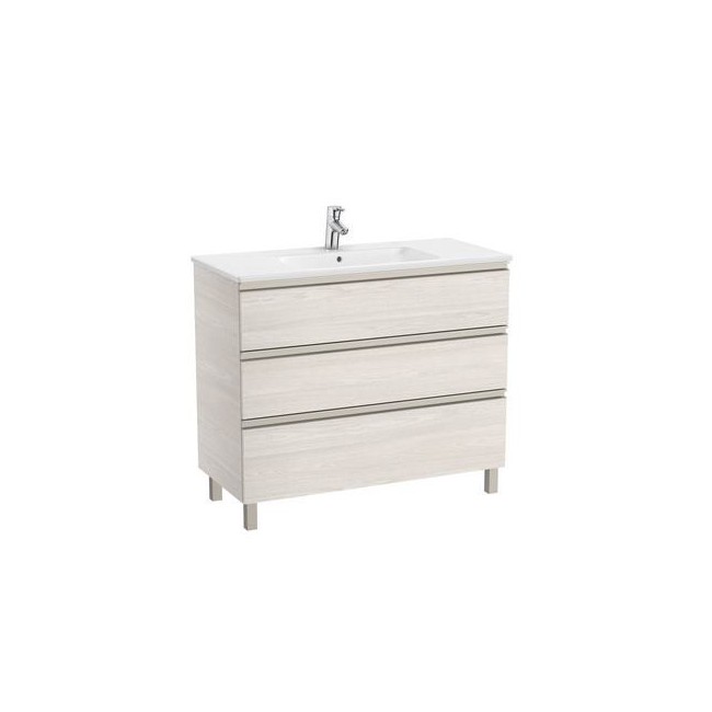 The Gap Unik 3T Lavabo Centré Slim 1000 Mm Frêne Nordic/Poignées Nickel Mat - ROCA A851853434 