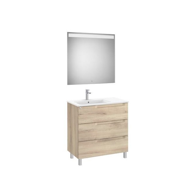 Aleyda Pack 3 Tiroirs Lavabo À Gauche 800 Mm Bois Naturel - ROCA A851845524 