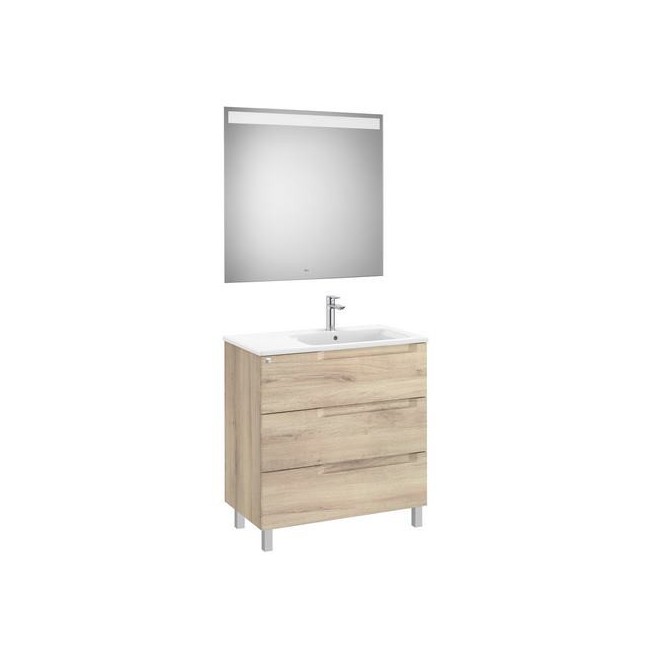 Aleyda Pack 3 Tiroirs Lavabo À Droite 800 Mm Bois Naturel - ROCA A851843524 