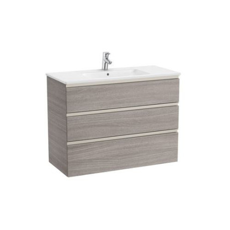 The Gap Unik 3 Tiroirs Lavabo Centré Slim 1000 Mm City Oak/Poignées Nickel Mat - ROCA A851853402 