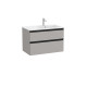 The Gap Unik 2 Tiroirs Lavabo À Droite 800 Mm Gris Moyen Mat/Poignées Noires - ROCA A851480547