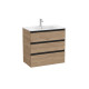 The Gap Unik 3 Tiroirs 800 Mm Noyer/Poignées Noires - ROCA A851486517